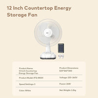 itel vip itel Rechargable & Solar Desk Fan 12" 5.5 Hours of Long-lasting Battery Life MOO1