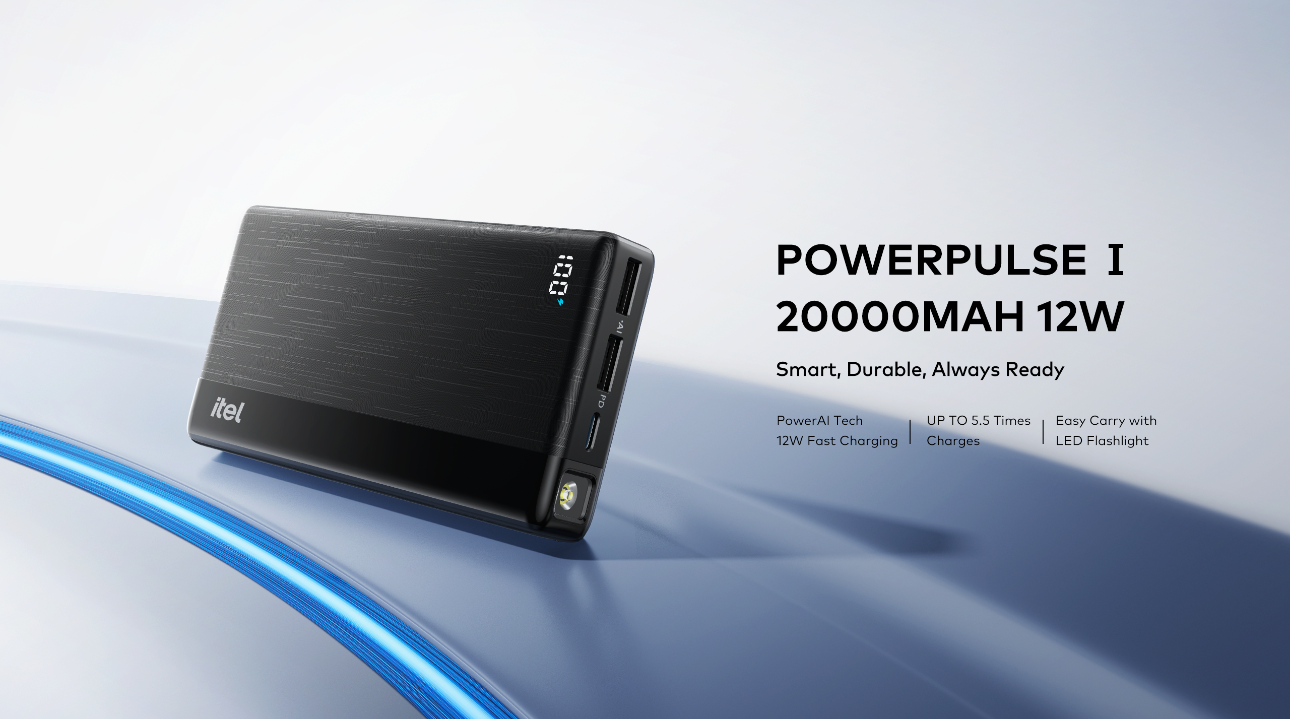 itel vip PowerPulse A1160 Power-Bank 20000mAh 12W Fast Charging TypeC